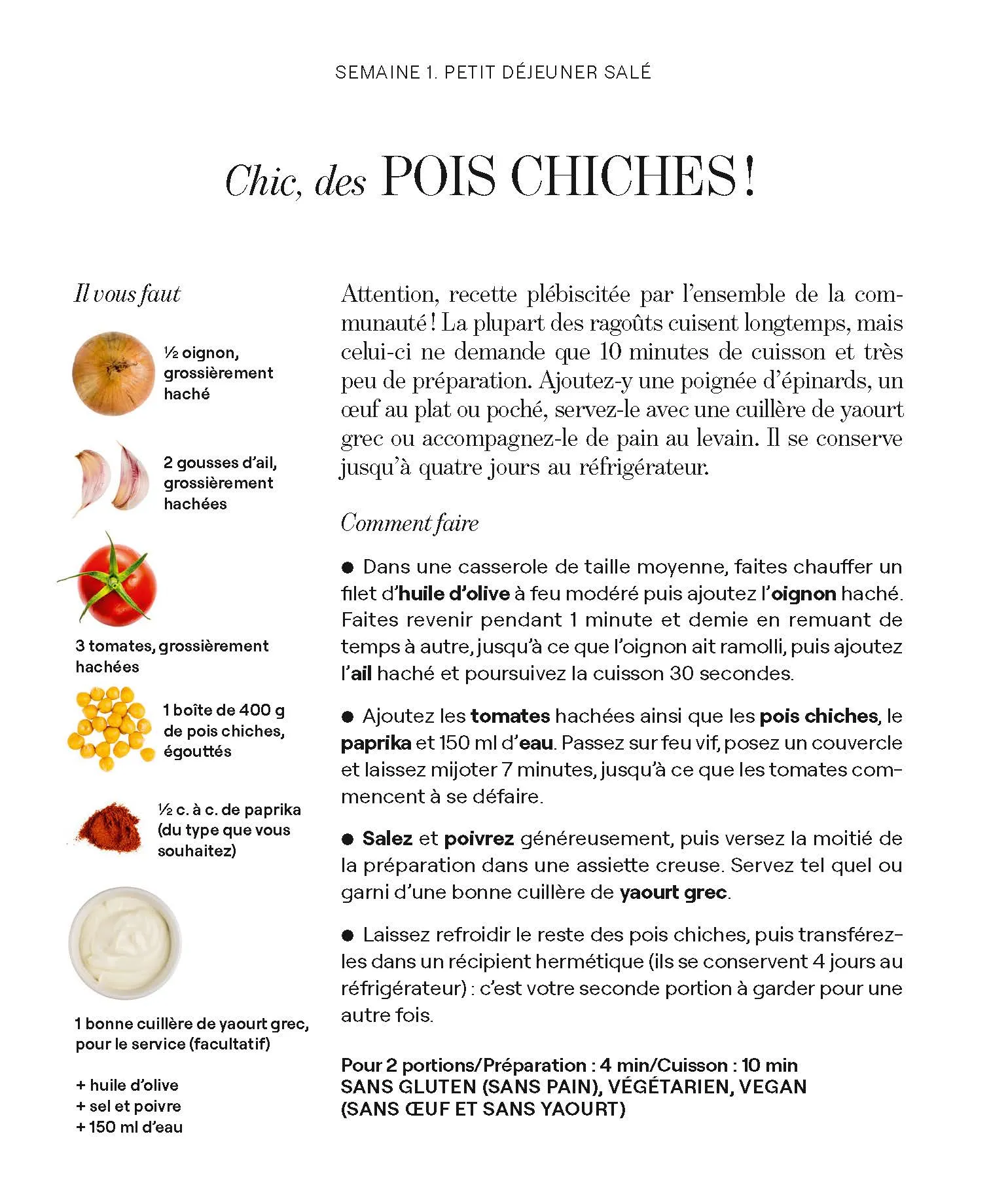 Recette "Chic, des POIS CHICHES !"