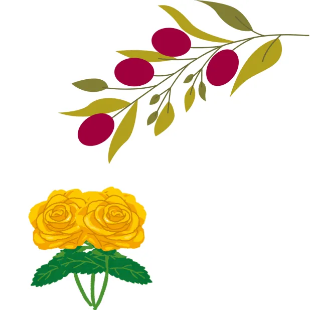 Prunelle et rose jaune